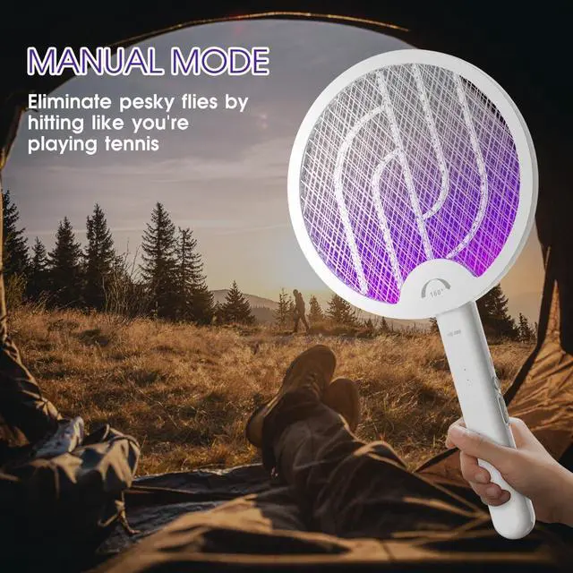 Alt view image 6 of 7 - Electric Fly Swatter 4000V, Bug Zapper Racket Indoor with USB Rechargeable, Mosquitoes Trap Lamp Rechargeable with 1200mAh Battery for Indoor Mosquito Bat, Fruit Fly Killer for Home
