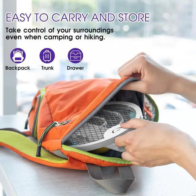 Alt view image 7 of 7 - Electric Fly Swatter 4000V, Bug Zapper Racket Indoor with USB Rechargeable, Mosquitoes Trap Lamp Rechargeable with 1200mAh Battery for Indoor Mosquito Bat, Fruit Fly Killer for Home