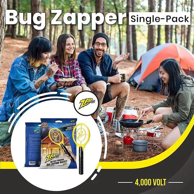 Alt view image 2 of 7 - Mini Bug Zapper - Rechargeable Mosquito, Bug Zapper Racket - Flies Zappers Indoor - 4,000 Volt - USB Charging, Super-Bright LED Light to Zap in The Dark - Safe to Touch