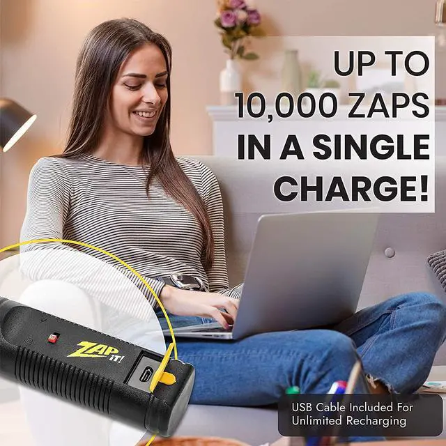 Alt view image 6 of 7 - Mini Bug Zapper - Rechargeable Mosquito, Bug Zapper Racket - Flies Zappers Indoor - 4,000 Volt - USB Charging, Super-Bright LED Light to Zap in The Dark - Safe to Touch
