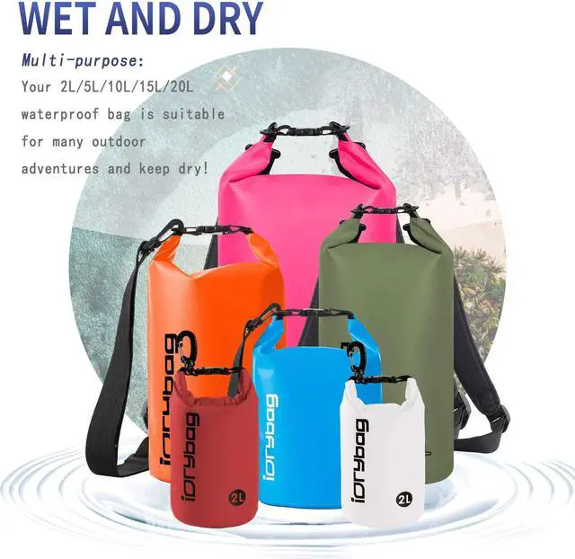 Alt view image 6 of 6 - Dry Bag for Kayaking Waterproof 2L/5L/10L/15L/20L, Small Dry Sack Waterproof Bag for Boating