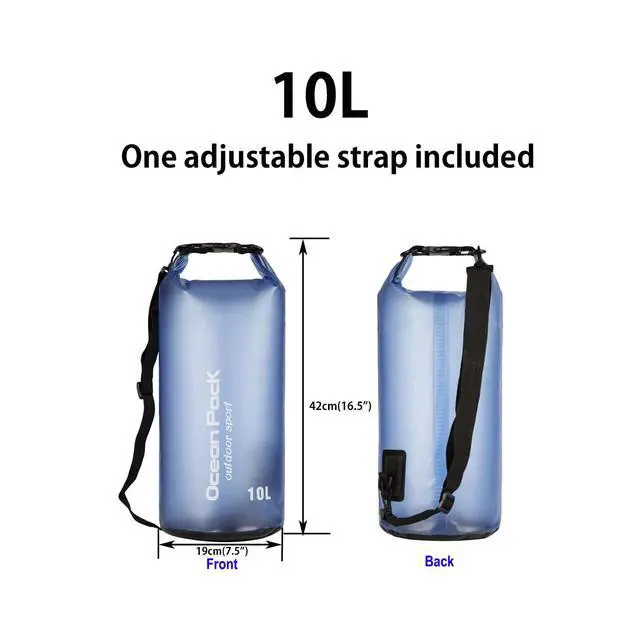 Alt view image 2 of 7 - Waterproof Dry Bag,10L/20L Roll Top Waterproof Dry Bag Backpack For Kayaking Boating Swimming fow Women Men (Blue-10L)