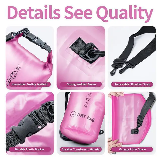 Alt view image 3 of 6 - Waterproof Dry Bag - Roll Top Transparent Storage Bag,2L/5L/10L/20L,Suitable for Traveling, Swimming, Kayaking, Camping, Fishing, Rainy Day Trips