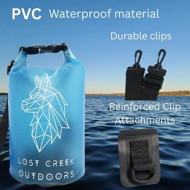 Alt view image 2 of 7 - Semi-Transparent Waterproof Roll Top Dry Bag, 5L/10L/20L Sizes, for Kayaking, Boating, Swimming, Fishing, Beach, River Activities (Sky Blue, 5L)