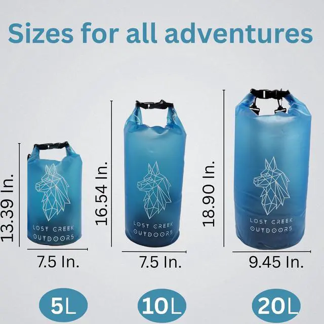 Alt view image 6 of 7 - Semi-Transparent Waterproof Roll Top Dry Bag, 5L/10L/20L Sizes, for Kayaking, Boating, Swimming, Fishing, Beach, River Activities (Sky Blue, 5L)