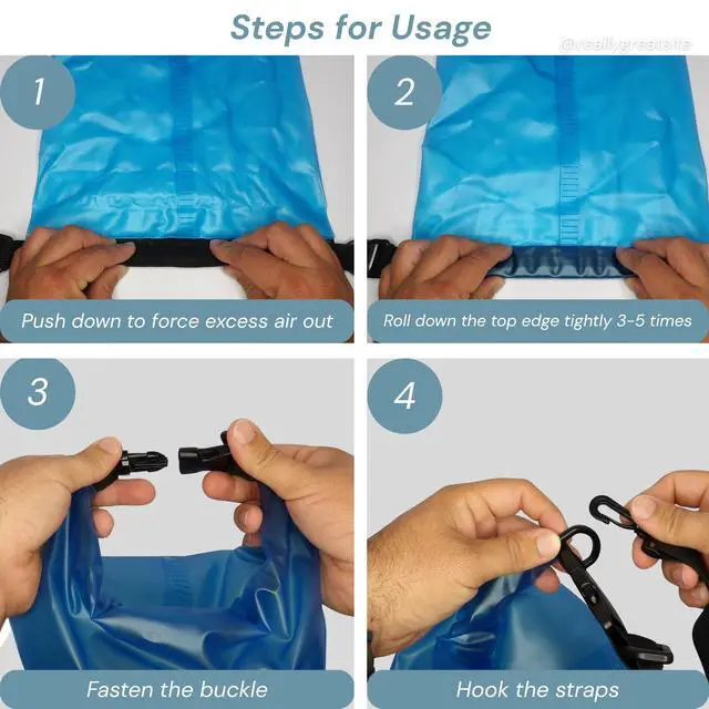 Alt view image 7 of 7 - Semi-Transparent Waterproof Roll Top Dry Bag, 5L/10L/20L Sizes, for Kayaking, Boating, Swimming, Fishing, Beach, River Activities (Sky Blue, 5L)