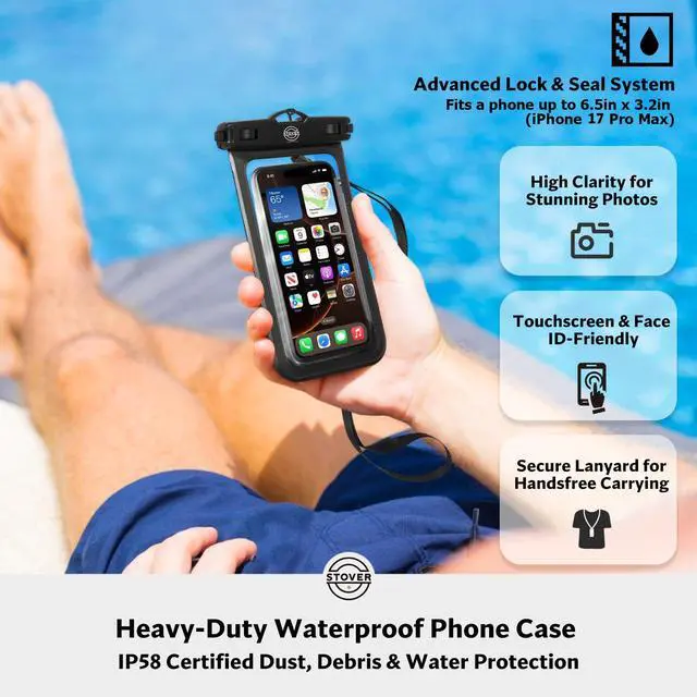 Alt view image 6 of 7 - 5/10/25/30/40/55L Waterproof Dry Bag, Small Lightweight Roll Top Dry Bag Backpack w/Waterproof Phone Case, Kayaking, Travel, Hiking, Fishing, Tubing, Camping, the Beach, Men/Women (Black)