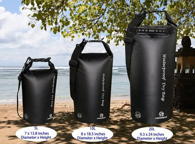 Alt view image 2 of 7 - Waterproof Dry Bag Set of 3 - Submersible Dry Sack with Double Zip Lock Seals - Includes Waist Pouch & Phone Case - Perfect for Kayaking, Swimming, Boating & Rafting (Black, 5L)