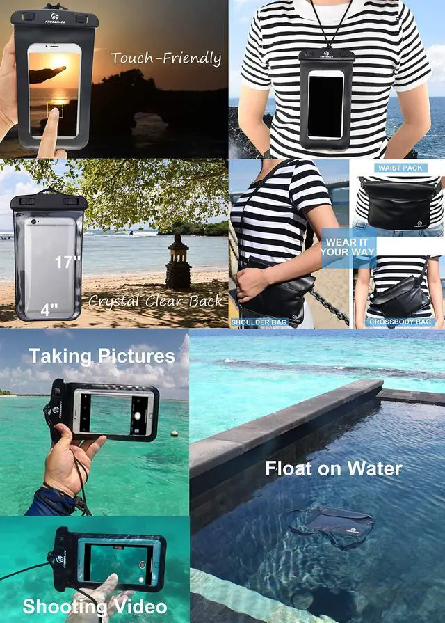 Alt view image 4 of 7 - Waterproof Dry Bag Set of 3 - Submersible Dry Sack with Double Zip Lock Seals - Includes Waist Pouch & Phone Case - Perfect for Kayaking, Swimming, Boating & Rafting (Black, 5L)