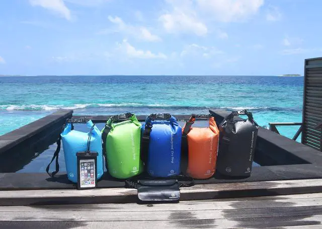 Alt view image 6 of 7 - Waterproof Dry Bag Set of 3 - Submersible Dry Sack with Double Zip Lock Seals - Includes Waist Pouch & Phone Case - Perfect for Kayaking, Swimming, Boating & Rafting (Black, 5L)
