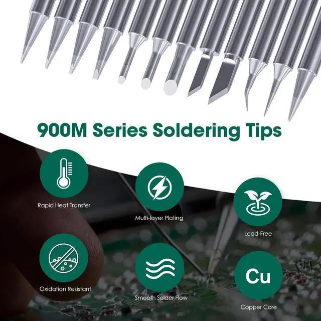Alt view image 2 of 7 - 900M Soldering Iron Tips for Hakko, Yihua, Atten, Quick, Ryobi, and More Soldering Stations/Guns - Replacement Solder Tips for Welding Equipment & Accessories (12 pcs)