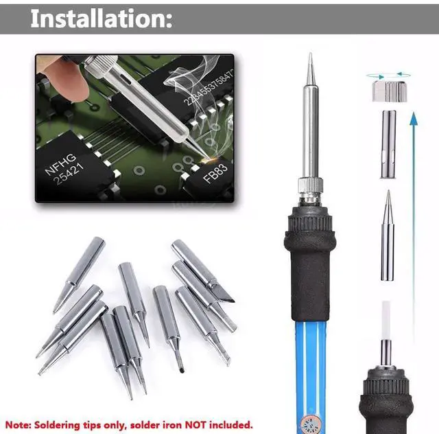 Alt view image 6 of 7 - 17Pcs 900M Soldering Iron Tips Solder Welding Replacement Tip Kit for for Hakko, Radio Shack, TENMA, ATTEN, Quick, Aoyue, Yihua Solder Station