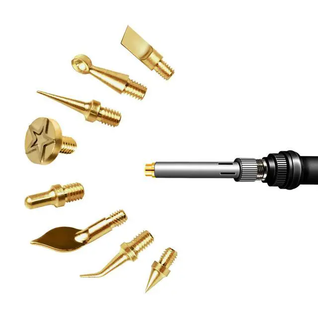 Alt view image 2 of 7 - 9 Pack Heat Insert Nut Iron Tips Kit with Adapter, Hot Melt Heat Set Insert Tool Brass Soldering Iron Tip for 3D Printing Modification, Trimming Head Compatible with Standard 936 & Hakko FX-888D