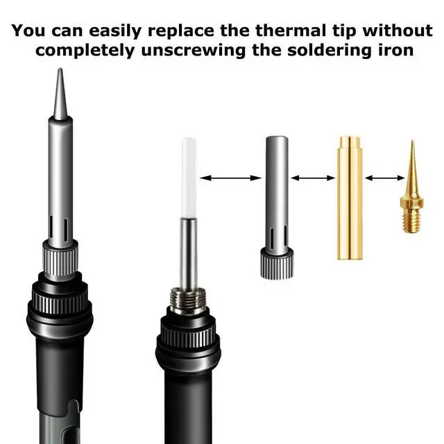 Alt view image 3 of 7 - 9 Pack Heat Insert Nut Iron Tips Kit with Adapter, Hot Melt Heat Set Insert Tool Brass Soldering Iron Tip for 3D Printing Modification, Trimming Head Compatible with Standard 936 & Hakko FX-888D