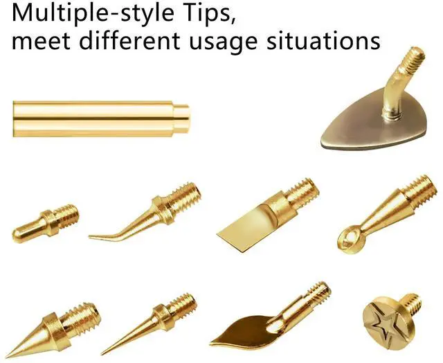 Alt view image 6 of 7 - 9 Pack Heat Insert Nut Iron Tips Kit with Adapter, Hot Melt Heat Set Insert Tool Brass Soldering Iron Tip for 3D Printing Modification, Trimming Head Compatible with Standard 936 & Hakko FX-888D