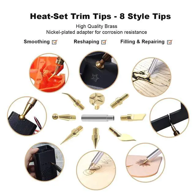 Alt view image 3 of 6 - 90W Digital Soldering Iron Heat Set Insert Tool with Extra Soldering Tips, Heat Set Insert Tips, and Threaded Inserts Heat Insert Brass Nuts