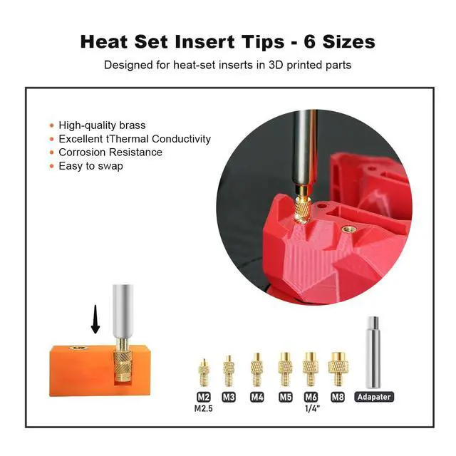 Alt view image 4 of 6 - 90W Digital Soldering Iron Heat Set Insert Tool with Extra Soldering Tips, Heat Set Insert Tips, and Threaded Inserts Heat Insert Brass Nuts