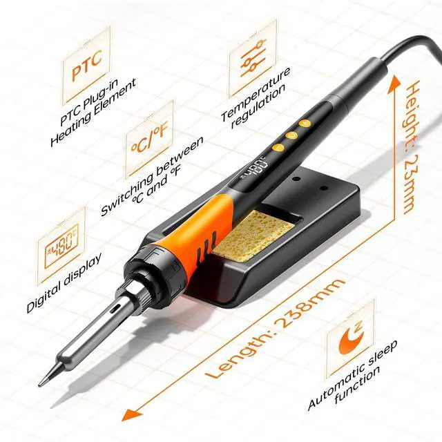 Alt view image 7 of 7 - 90W 110V LCD Soldering Iron, Soldering Iron Kit, 10-in-1 Soldering gun Tool, 5 Soldering Iron Tips, Solder Wire, Solder Paste, Adjustable Temperature Range 180-480°C