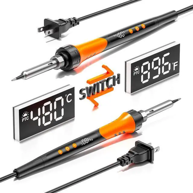 Alt view image 2 of 7 - 90W 110V LCD Soldering Iron, Soldering Iron Kit, 10-in-1 Soldering gun Tool, 5 Soldering Iron Tips, Solder Wire, Solder Paste, Adjustable Temperature Range 180-480°C