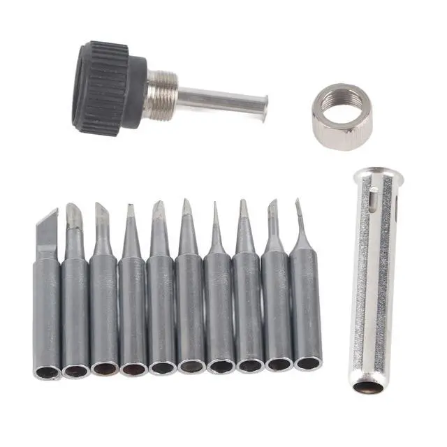 Alt view image 7 of 7 - Soldering Iron Tips 10Pcs, Copper Tips Replacement Soldering, Soldering Tips with Retaining Sleeve, Suitable for 936, 937, 938, 969, 8586, 852D Solder Station
