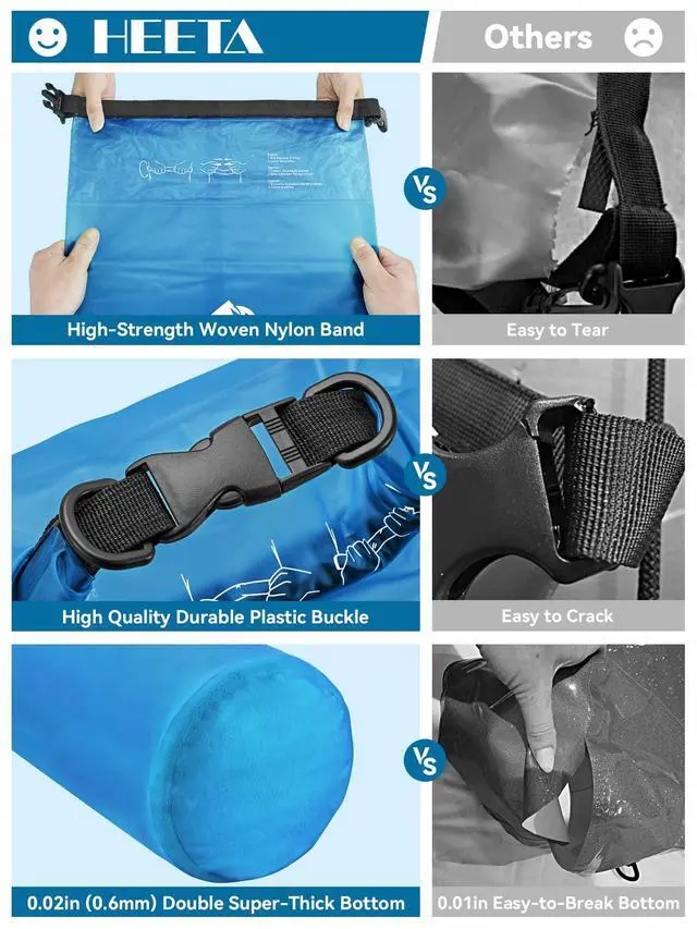 Alt view image 4 of 7 - Dry Bag Waterproof for Women Men, Roll Top Lightweight Dry Storage Bag Backpack with Phone Case for Travel Swimming Boating Kayaking Paddle Board Camping Beach Accessories (Transparent Blue, 5L)