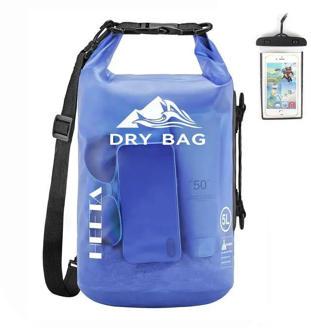 Main image of Dry Bag Waterproof for Women Men, Roll Top Lightweight Dry Storage Bag Backpack with Phone Case for Travel Swimming Boating Kayaking Paddle Board Camping Beach Accessories (Bluish Violet, 5L)