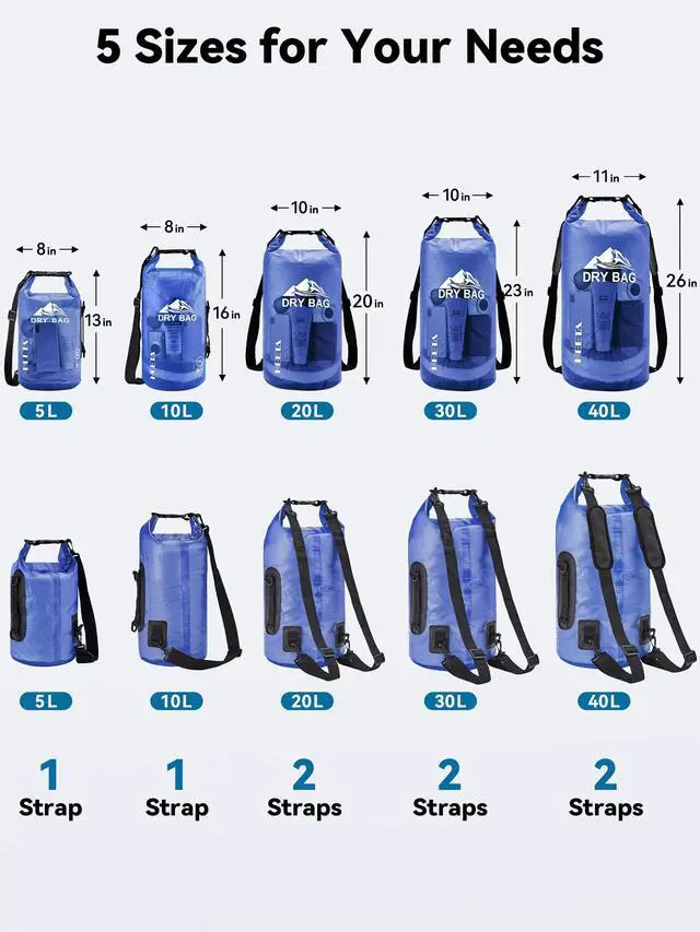 Alt view image 2 of 7 - Dry Bag Waterproof for Women Men, Roll Top Lightweight Dry Storage Bag Backpack with Phone Case for Travel Swimming Boating Kayaking Paddle Board Camping Beach Accessories (Bluish Violet, 5L)