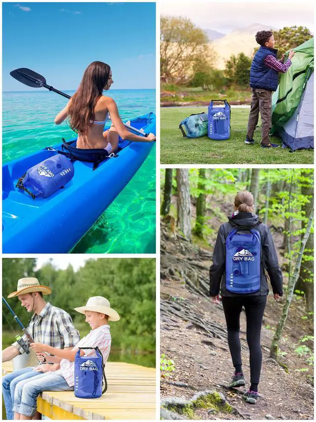 Alt view image 6 of 7 - Dry Bag Waterproof for Women Men, Roll Top Lightweight Dry Storage Bag Backpack with Phone Case for Travel Swimming Boating Kayaking Paddle Board Camping Beach Accessories (Bluish Violet, 5L)
