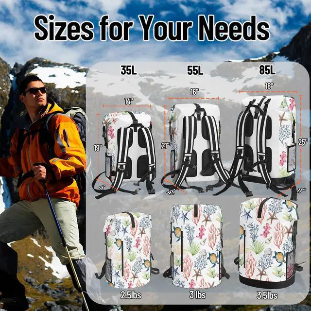 Alt view image 3 of 7 - Dry Bag Waterproof for Women Men, 5L Roll Top Lightweight Dry Storage and Lightweight Bag Backpack with Phone Case for Kayaking Paddle Board Camping Travel Swimming Boating Beach Accessories-Coral