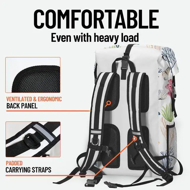 Alt view image 6 of 7 - Dry Bag Waterproof for Women Men, 5L Roll Top Lightweight Dry Storage and Lightweight Bag Backpack with Phone Case for Kayaking Paddle Board Camping Travel Swimming Boating Beach Accessories-Coral