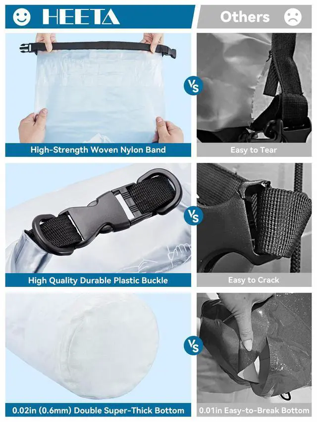 Alt view image 4 of 7 - Dry Bag Waterproof for Women Men, Roll Top Lightweight Dry Storage Bag Backpack with Phone Case for Travel Swimming Boating Kayaking Paddle Board Camping Beach Accessories (White, 5L)