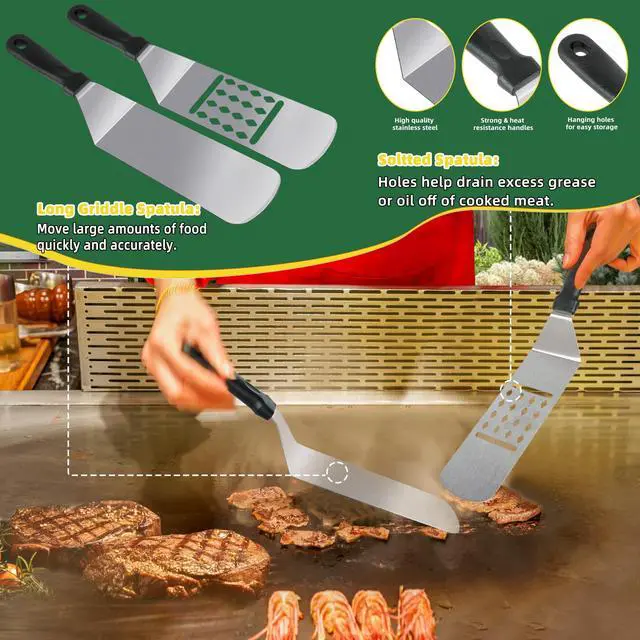 Alt view image 2 of 7 - 30PCS Griddle Accessories Kit, Flat Top Grill Accessories Set for Blackstone and Camp Chef, Grill Spatula Set with Melting Dome, Burger Press, Gifts for Men, Christmas Stocking Stuffers for Adults Men