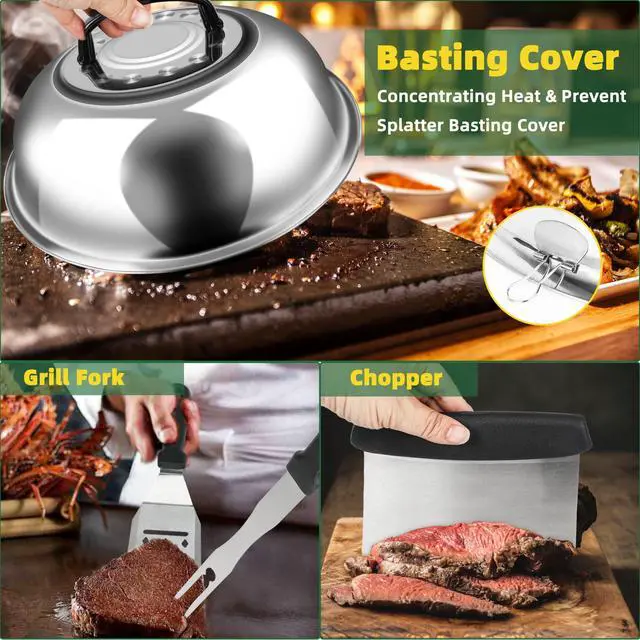 Alt view image 3 of 7 - 30PCS Griddle Accessories Kit, Flat Top Grill Accessories Set for Blackstone and Camp Chef, Grill Spatula Set with Melting Dome, Burger Press, Gifts for Men, Christmas Stocking Stuffers for Adults Men