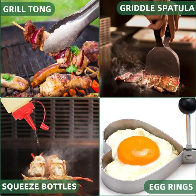 Alt view image 4 of 7 - 30PCS Griddle Accessories Kit, Flat Top Grill Accessories Set for Blackstone and Camp Chef, Grill Spatula Set with Melting Dome, Burger Press, Gifts for Men, Christmas Stocking Stuffers for Adults Men