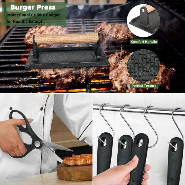 Alt view image 6 of 7 - 42PCS Blackstone Griddle Accessories Kit, Flat Top Grill Accessories Set for Blackstone and Camp Chef, Grill Spatula Set with Melting Dome, Burger Press, Gifts for Men, for Men