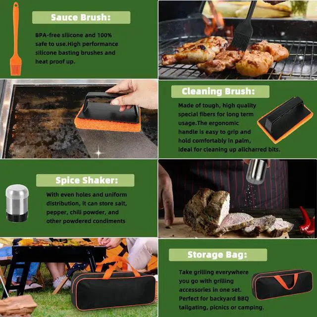 Alt view image 7 of 7 - 42PCS Blackstone Griddle Accessories Kit, Flat Top Grill Accessories Set for Blackstone and Camp Chef, Grill Spatula Set with Melting Dome, Burger Press, Gifts for Men, for Men