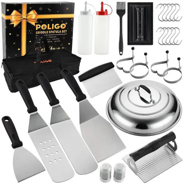 Main image of 28PCS Griddle Accessories Kit, Flat Top Grill Accessories Set for Camp Chef, Grill Spatula Set with Enlarged Spatulas, Basting Cover, Scraper for Cooking Indoor or Outdoor Barbecue