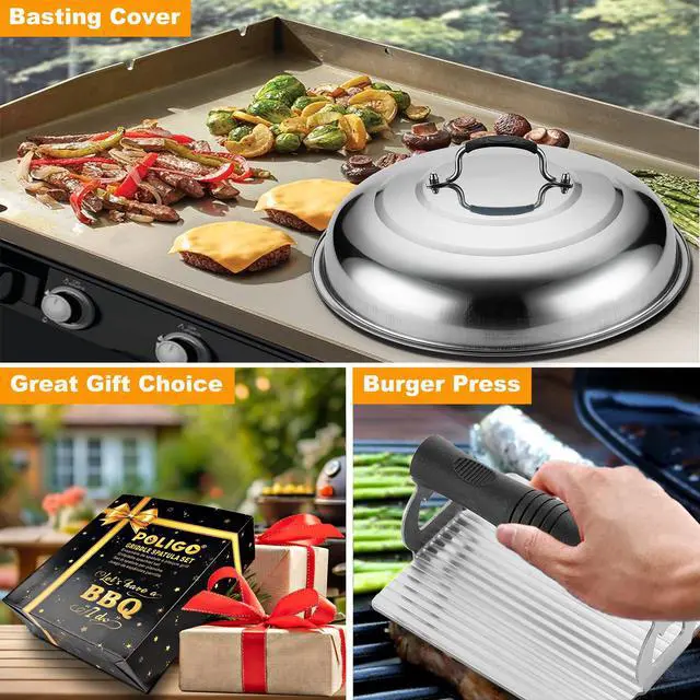 Alt view image 3 of 6 - 28PCS Griddle Accessories Kit, Flat Top Grill Accessories Set for Camp Chef, Grill Spatula Set with Enlarged Spatulas, Basting Cover, Scraper for Cooking Indoor or Outdoor Barbecue
