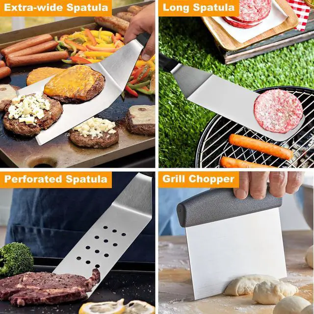 Alt view image 4 of 6 - 28PCS Griddle Accessories Kit, Flat Top Grill Accessories Set for Camp Chef, Grill Spatula Set with Enlarged Spatulas, Basting Cover, Scraper for Cooking Indoor or Outdoor Barbecue