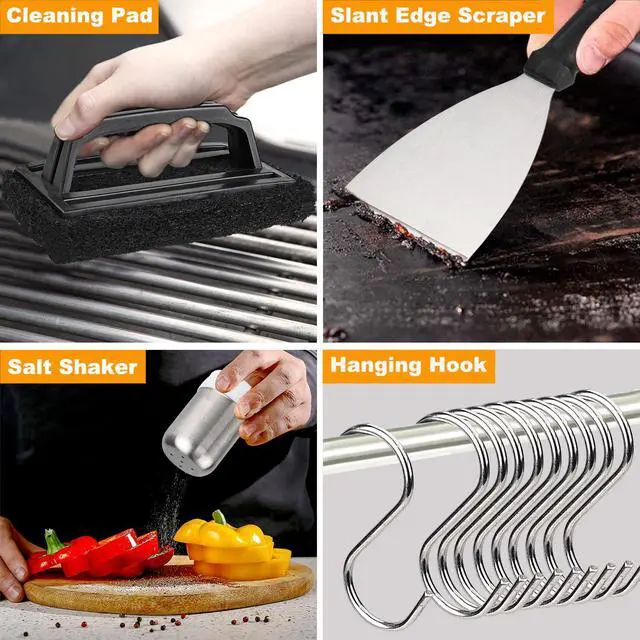 Alt view image 5 of 6 - 28PCS Griddle Accessories Kit, Flat Top Grill Accessories Set for Camp Chef, Grill Spatula Set with Enlarged Spatulas, Basting Cover, Scraper for Cooking Indoor or Outdoor Barbecue