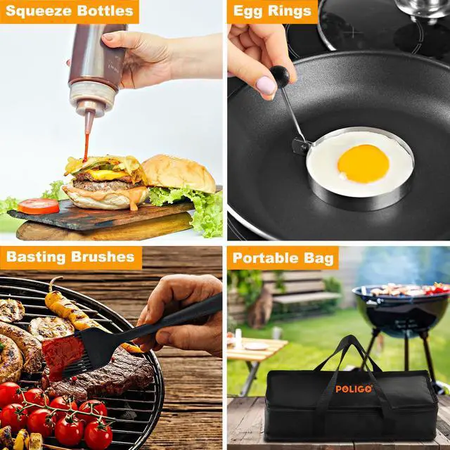 Alt view image 6 of 6 - 28PCS Griddle Accessories Kit, Flat Top Grill Accessories Set for Camp Chef, Grill Spatula Set with Enlarged Spatulas, Basting Cover, Scraper for Cooking Indoor or Outdoor Barbecue