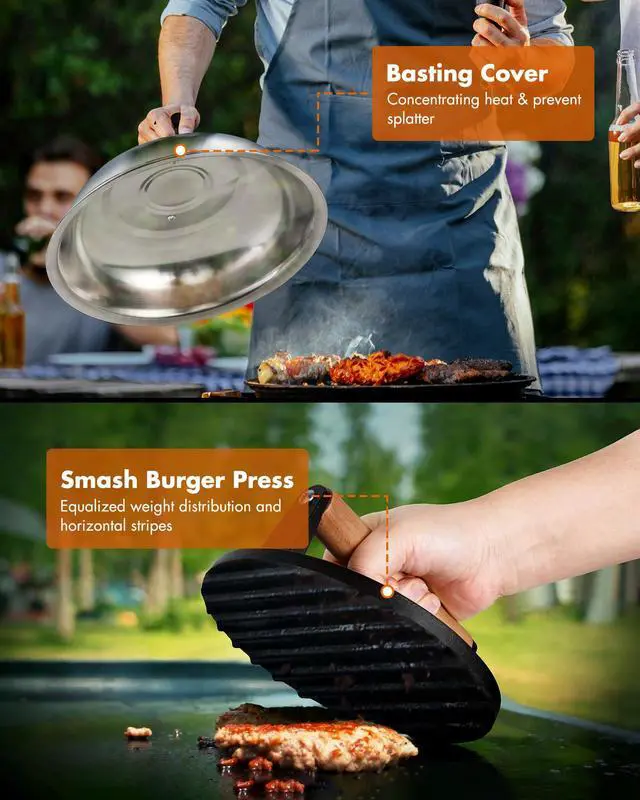 Alt view image 4 of 7 - Griddle Accessories Kit - 136PCS Flat Top Grill Accessories for Blackstone and Camp Chef Metal Spatula Tools Set with Burger Press Scraper Tongs Carry Bag for Outdoor Grilling BBQ Cooking