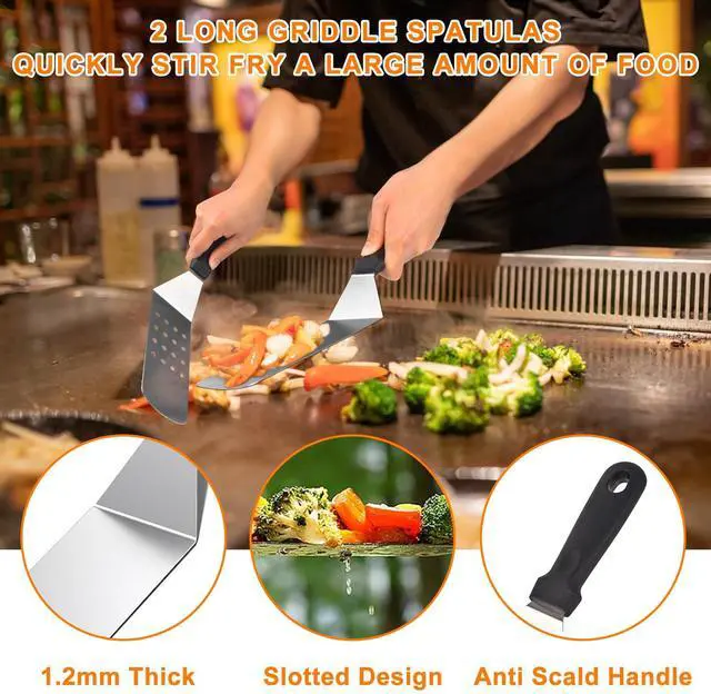 Alt view image 2 of 7 - Griddle Accessories Kit, 24Pcs Grilling Accessories Set for Blackstone and Camp Chef, Flat Top Griddle Accessories Set with Scraper, Enlarged Spatulas, Basting Cover for BBQ