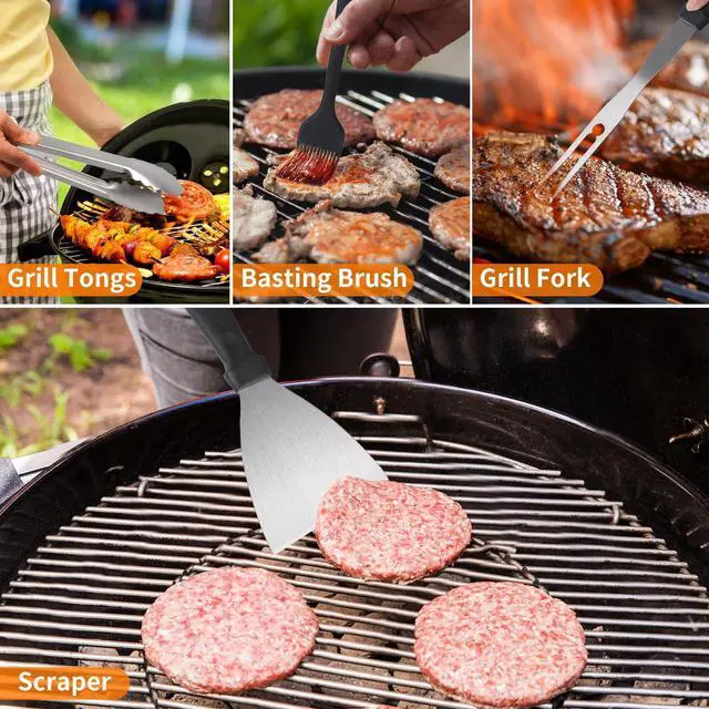 Alt view image 4 of 7 - Blackstone Griddle Accessories Kit, 23Pcs Grilling Accessories Set for Camp Chef, Flat Top Griddle Accessories with Scraper, Spatula, Basting Cover, Outdoor Grill Tools, White Elephant Gifts