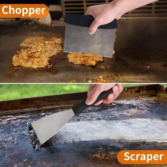 Alt view image 5 of 7 - Blackstone Griddle Accessories Kit, 23Pcs Grilling Accessories Set for Camp Chef, Flat Top Griddle Accessories with Scraper, Spatula, Basting Cover, Outdoor Grill Tools, White Elephant Gifts