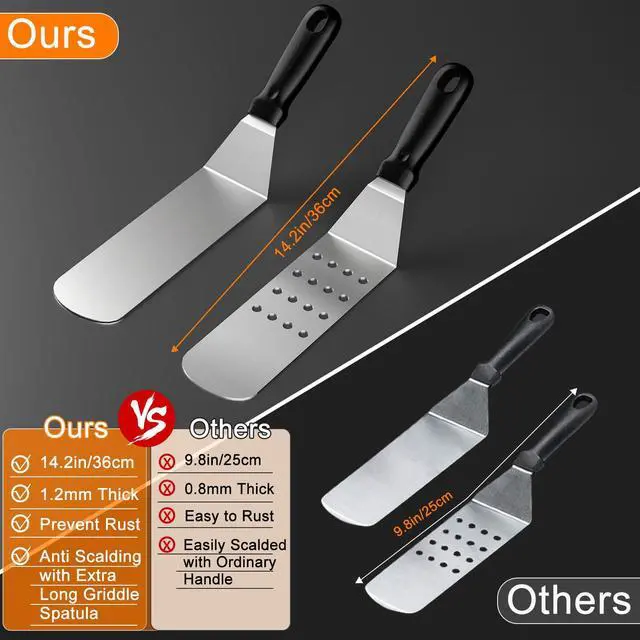 Alt view image 6 of 7 - Griddle Accessories Kit, 24Pcs Grilling Accessories Set for Blackstone and Camp Chef, Flat Top Griddle Accessories Set with Scraper, Enlarged Spatulas, Basting Cover for BBQ
