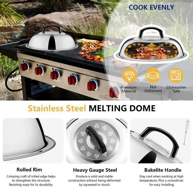 Alt view image 4 of 7 - 18Pcs Griddle Accessories Kit for Blackstone, Flattop Grilling Accessory Set with Smash Burger Press, Stainless Steel Spatula Tools with Basting Cover for Outdoor BBQ Cooking (PP Handles)