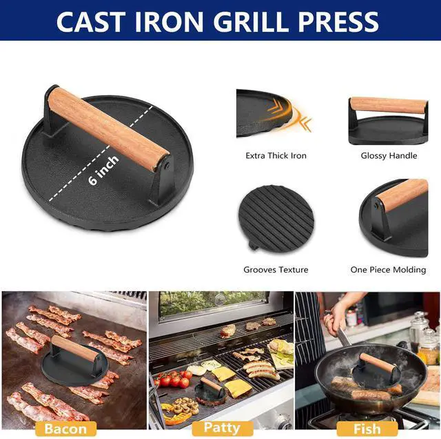 Alt view image 5 of 7 - 18Pcs Griddle Accessories Kit for Blackstone, Flattop Grilling Accessory Set with Smash Burger Press, Stainless Steel Spatula Tools with Basting Cover for Outdoor BBQ Cooking (PP Handles)