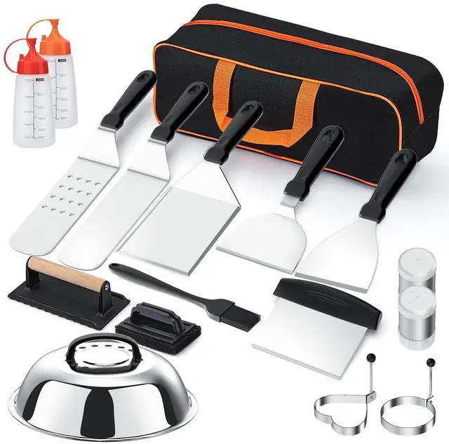 Main image of Griddle Accessories Kit, 18PCS Grill Spatula Set for Blackstone and Camp Chef, Flat Top Grill Accessories Set with Enlarged Spatulas, Basting Cover, Scraper for Outdoor BBQ