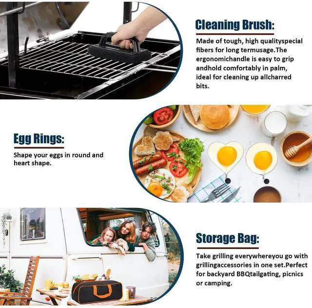 Alt view image 6 of 7 - Griddle Accessories Kit, 18PCS Grill Spatula Set for Blackstone and Camp Chef, Flat Top Grill Accessories Set with Enlarged Spatulas, Basting Cover, Scraper for Outdoor BBQ